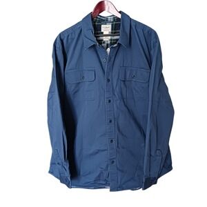 LL Bean Mens XXL Flannel Lined Shirt Jacket Navy Blue Cotton Shacket 527086 NEW